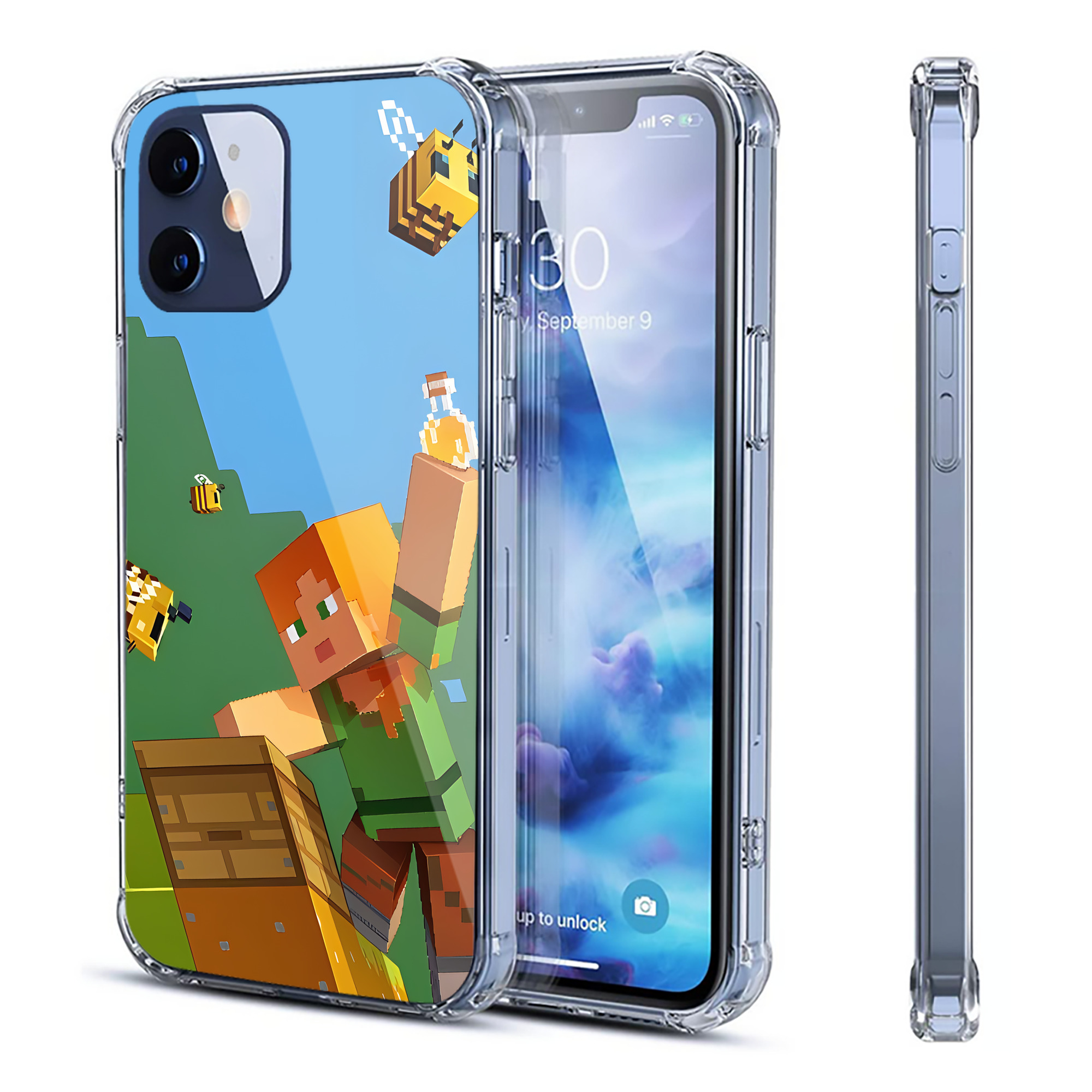 （画像用） マインクラフト ブロックの世界 Minecraft MC Block world 【iPhone 12シリーズ対応】透明スマホケース（クリアソフトケース）